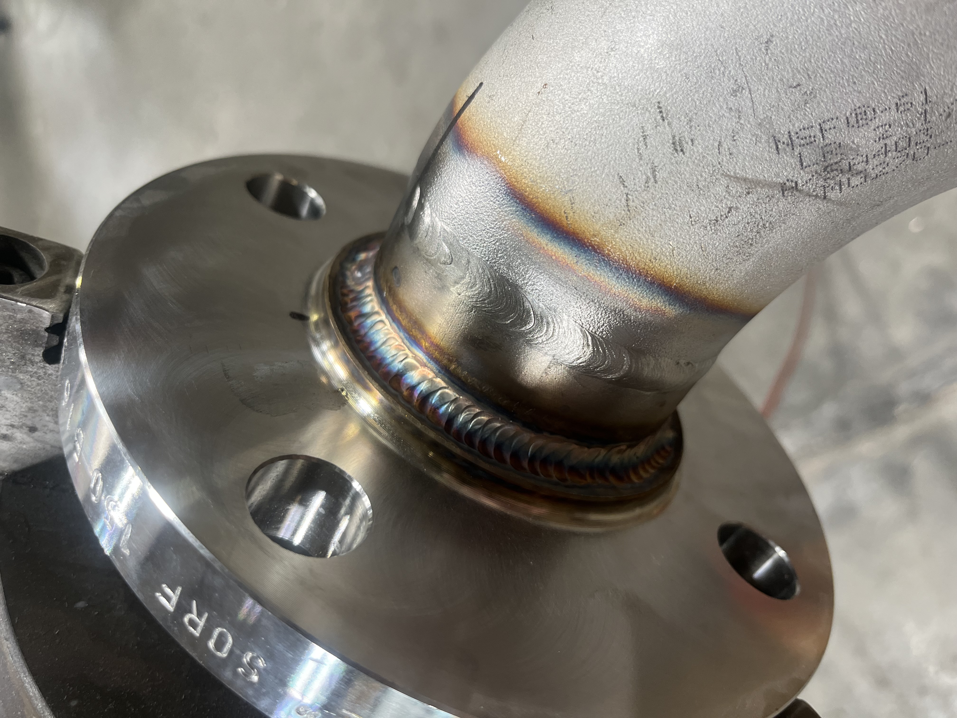 TIG weld on stainless steel flange