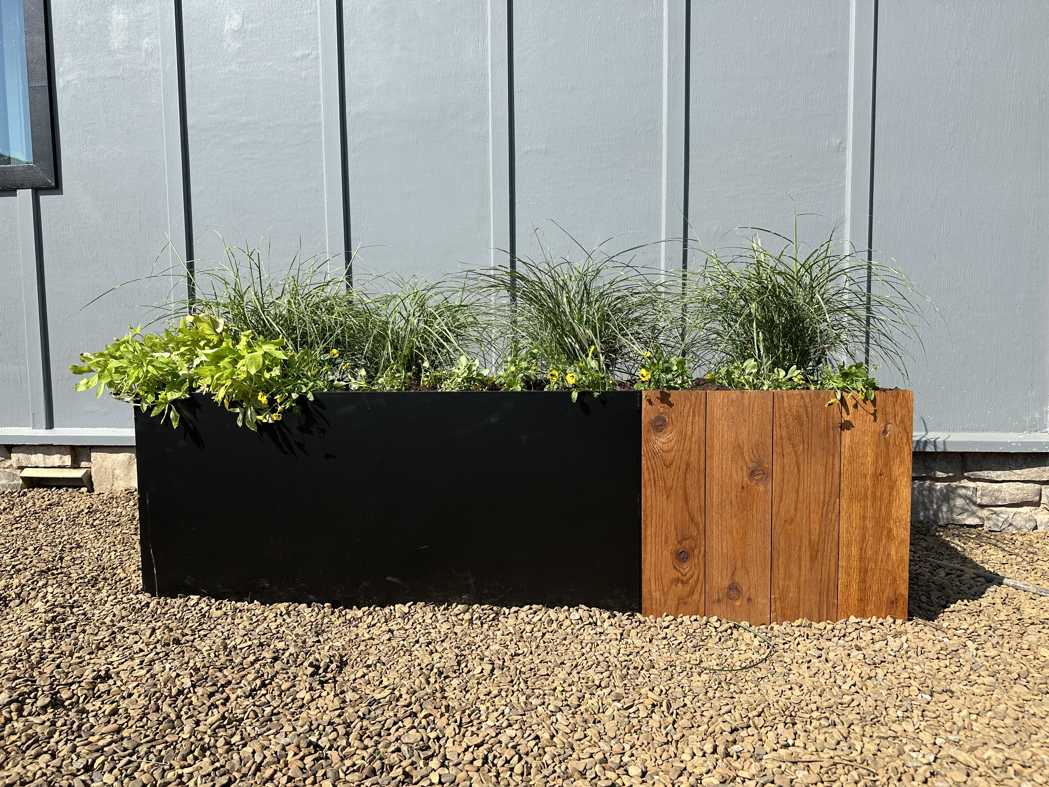 Custom steel and wood planter box