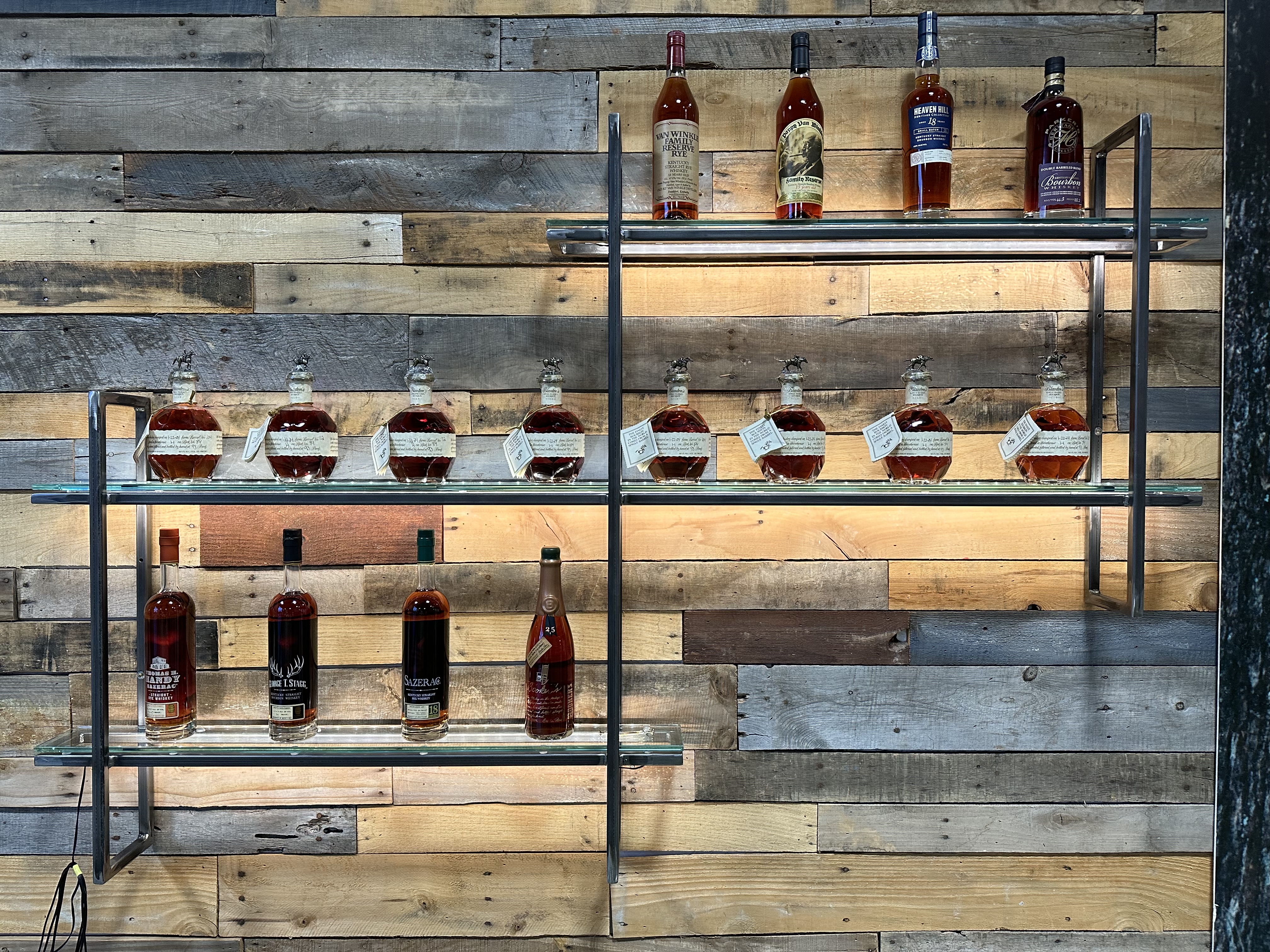 Custom steel and glass display shelving